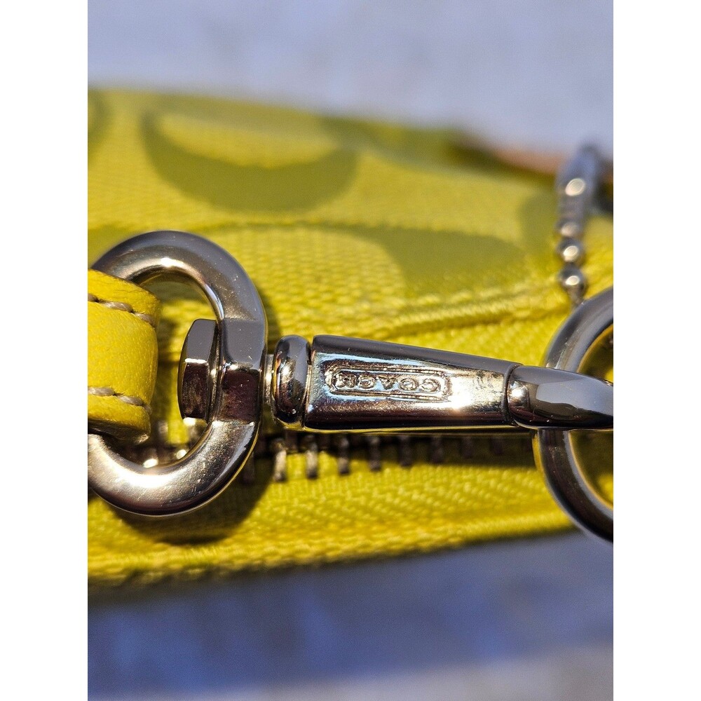 Coach Yellow Lime Demi Leather Bottom Y2K Purse Shoulder Bag #6094 - Picture 6 of 9